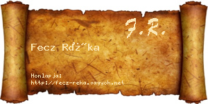 Fecz Réka névjegykártya